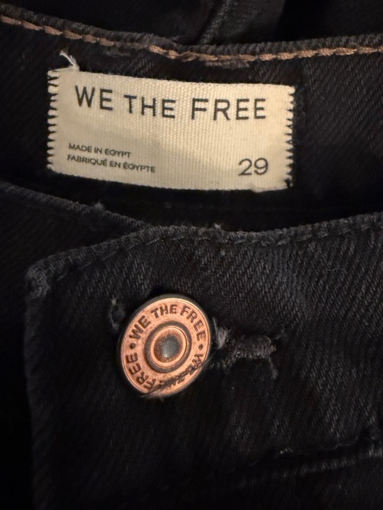 Free People 🖤 Good Luck 🍀 Barrel Jeans Black Mid Rise Size 29 - Picture 5 of 9